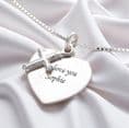 Cross over Heart Sterling Silver Necklace | Charming Engraving