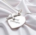 Cross over Heart Sterling Silver Necklace | Charming Engraving