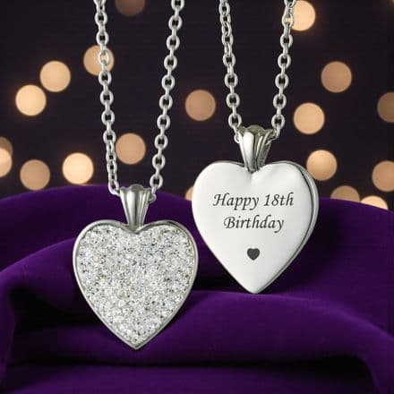 Crystal Heart Necklace Engraved for a Special Birthday