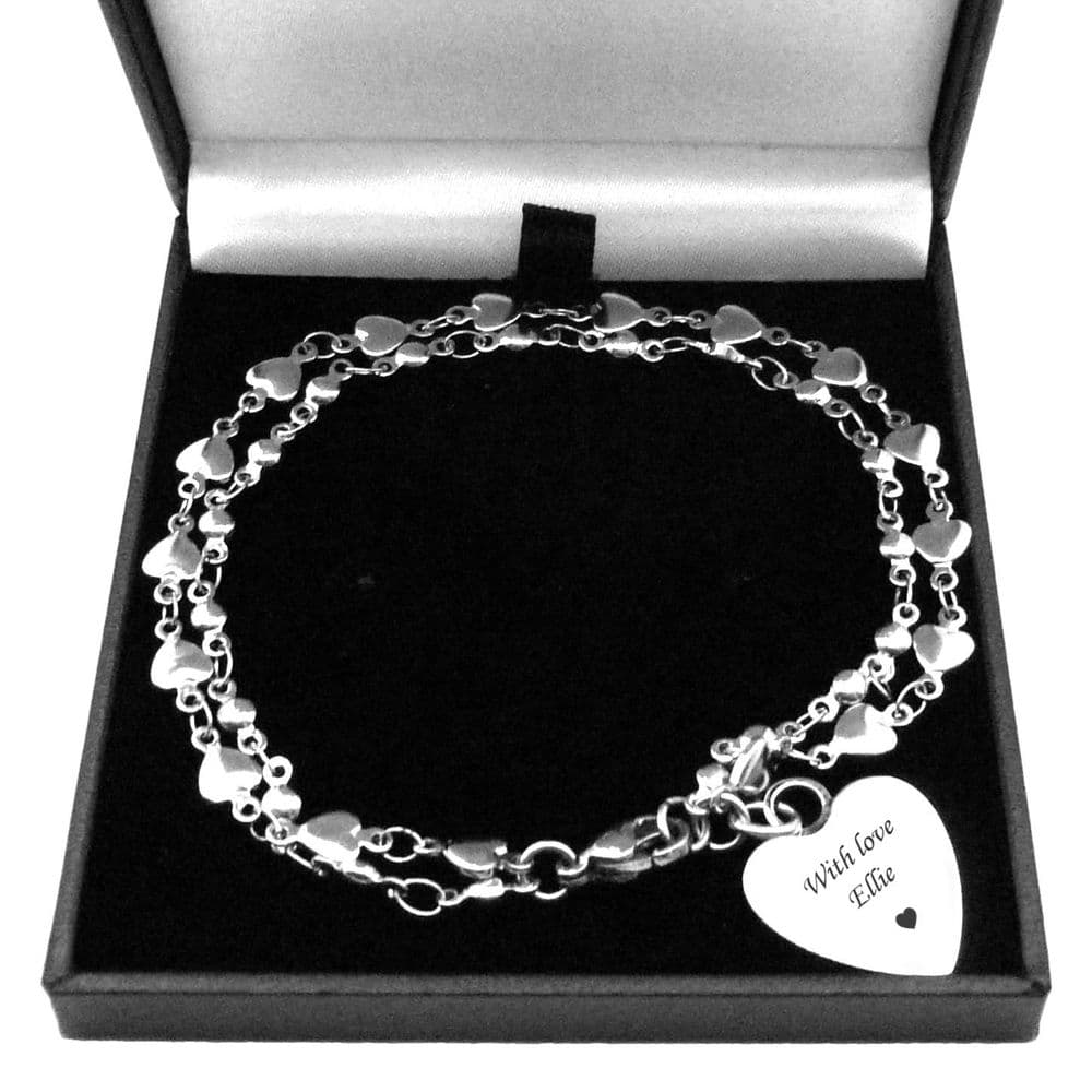 Custom Engraved Chain Bracelet featuring Multiple Silver Balls ...