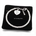 Dainty Silver Beaded Engraved Heart Bracelet | Charming Engraving