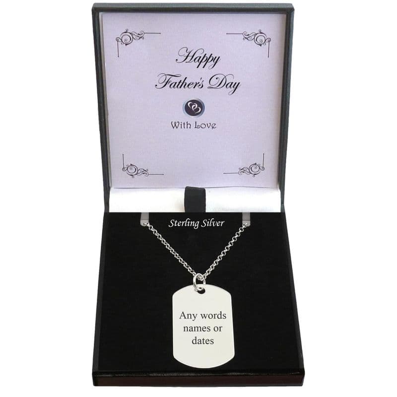 Dog Tag Necklace for Father's Day, 925 Sterling Silver, Engraved, Personalised | Charming Engraving