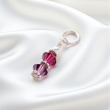 Double Birthstone Charm, Sterling silver on Lobster, Ring or Bail