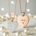 Rose Gold Engravable Heart Necklace with Crystals | Charming Engraving