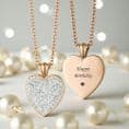 Rose Gold Engravable Heart Necklace with Crystals | Charming Engraving