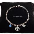 Engraved .925 Sterling  Silver Birthstone Bracelet with a Tree of Life Charm | Charming Engraving