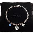 Engraved .925 Sterling  Silver Birthstone Bracelet with a Tree of Life Charm | Charming Engraving