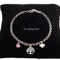 Engraved .925 Sterling  Silver Birthstone Bracelet with a Tree of Life Charm | Charming Engraving