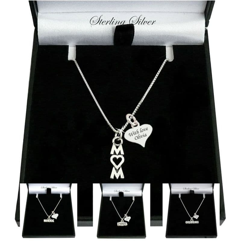 Engraved 925 Silver Necklace, Pendant for Niece, Grandma, Mum, or Special Friend | Charming Engraving