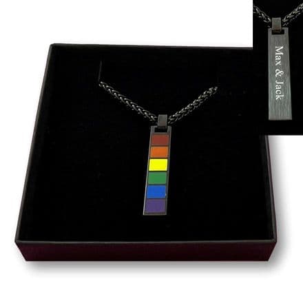 Engraved Bar Necklace for Men, Women, LGBTQ, Pride, Personalised