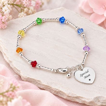 Engraved Bracelet with Rainbow Crystals