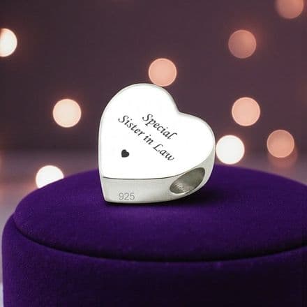Engraved Charm Bead, Sister-in-Law, Stg Silver