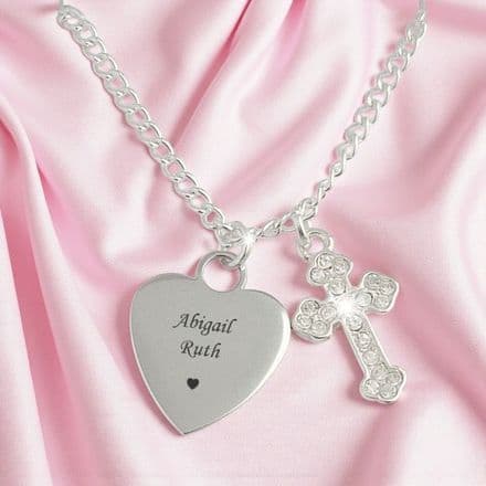 Engraved Cross Necklace,  Any Name or Date Engraved