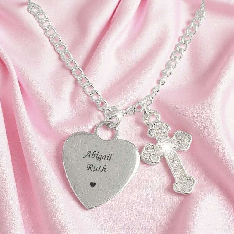 Engraved Cross Necklace, Any Name or Date Engraved | Charming Engraving