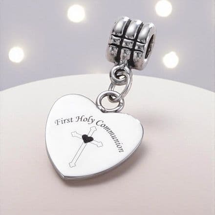 Engraved First Holy Communion Heart on Bail