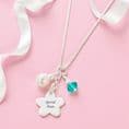 Engraved Flower Necklace with Birthstone | Charming Engraving
