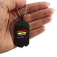 Engraved, Gift Boxed, Black Dog Tag Necklace, Personalised for Men, Women, LGBTQ, Gay, Pride  | Charming Engraving
