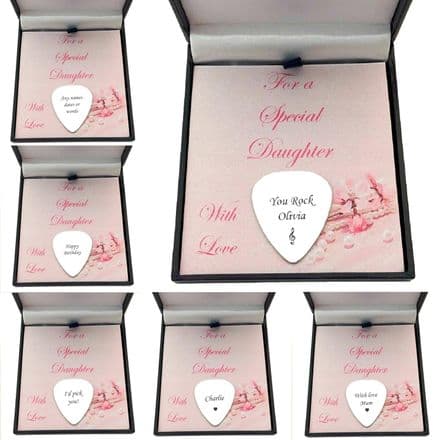 Engraved Guitar Pick on Gift Card for Mum, Sister, Friend etc