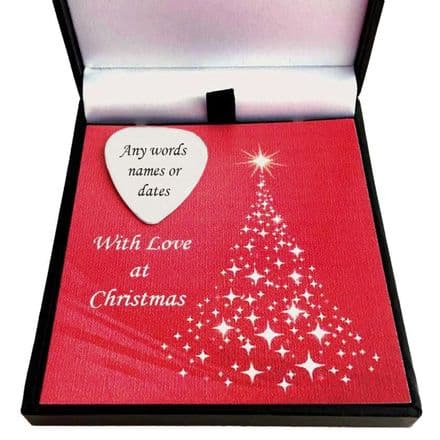 Engraved Guitar Pick, Plectrum in Christmas Box