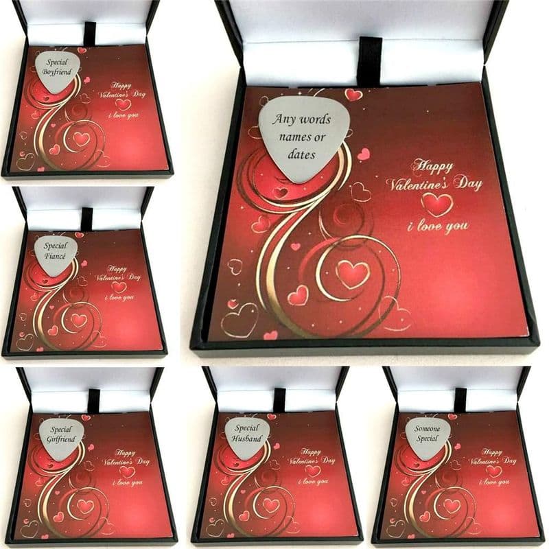 Engraved Guitar Pick, Plectrum in Valentines Box | Charming Engraving
