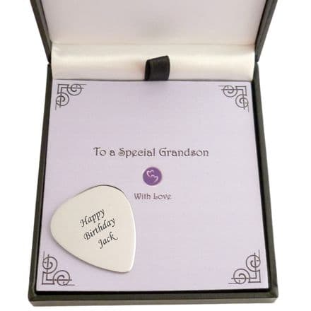 Engraved Guitar Plectrum on Gift Card for Dad, Son, Best Man etc