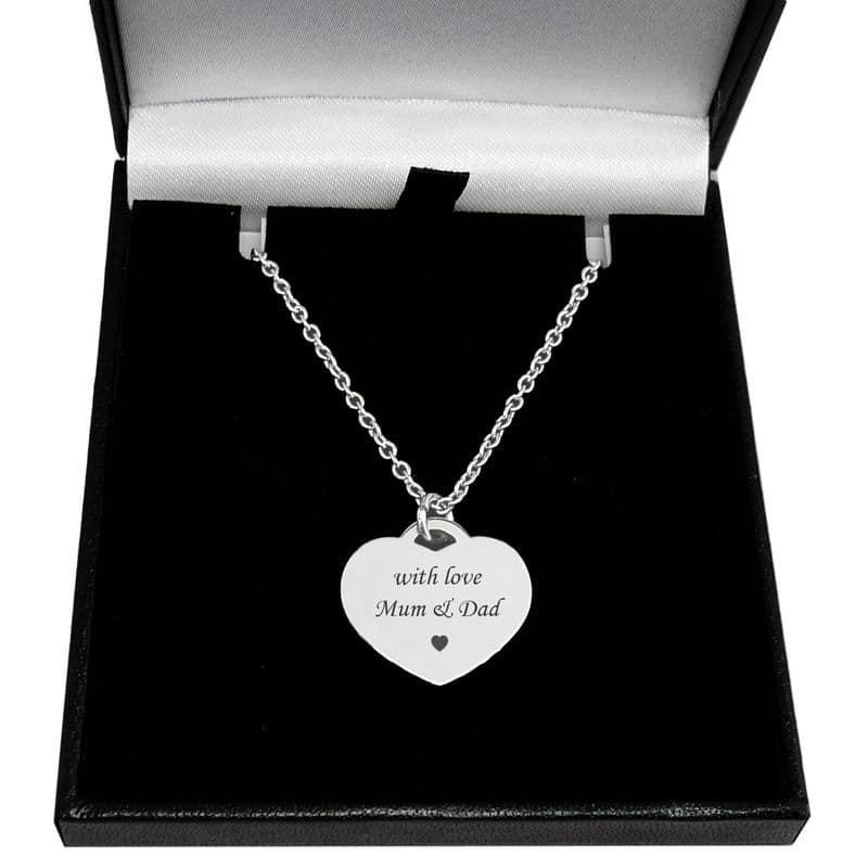 Engraved Heart Necklace, Silver Plated | Charming Engraving