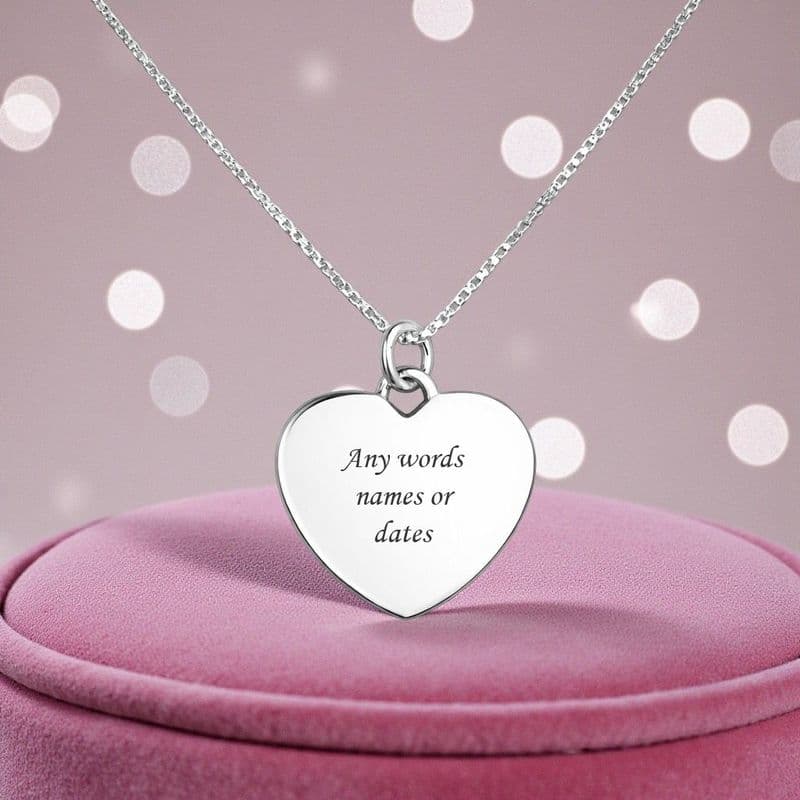 Engraved Heart Necklace, Sterling Silver | Charming Engraving