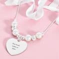 Engraved Heart Necklace with Silver Beads & Pearls | Charming Engraving