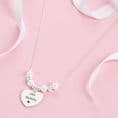 Engraved Heart Necklace with Silver Beads & Pearls | Charming Engraving