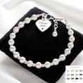 Engraved Heart Pearl & Stg Silver Bracelet