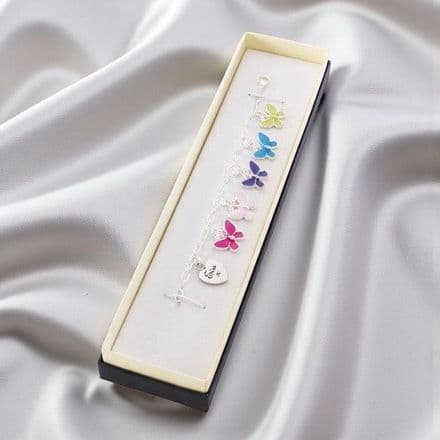 Engraved Heart & Pretty Butterflies Bracelet