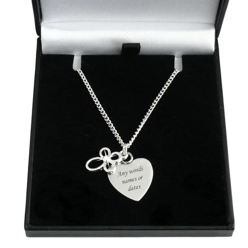 Engraved Heart With Open Cross Necklace | Charming Engraving