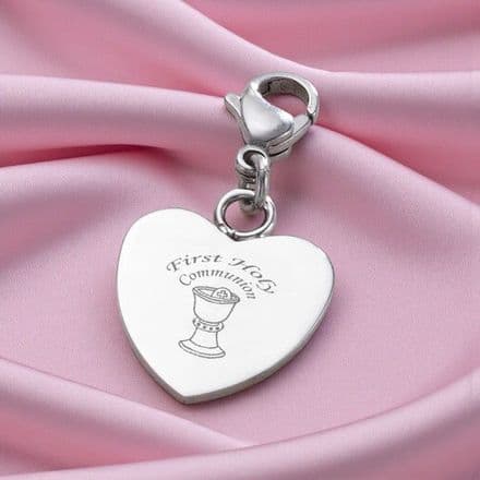 Engraved Holy Communion Chalice Heart on Clasp