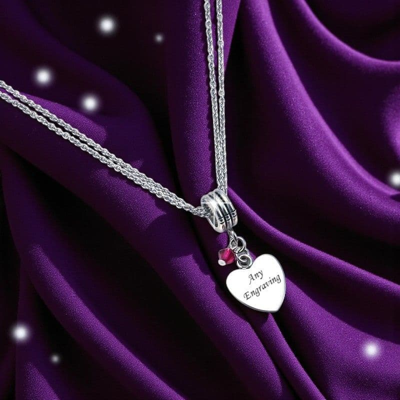 Engraved Ladies Necklace with Birthstone | Charming Engraving