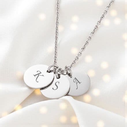 Engraved Letter Discs on Necklace