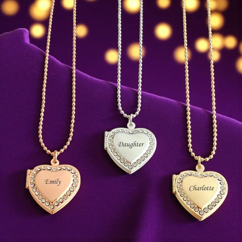 Engraved Locket Necklace, Silver, Gold or Rose Gold | Charming Engraving