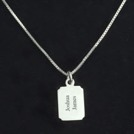 Engraved Necklace for Boys, Silver Chain