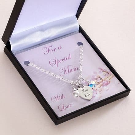 Engraved Necklace on Card for Mum, Sister etc