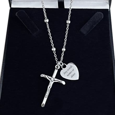 Engraved Necklace with Crucifix, Cross, Personalised