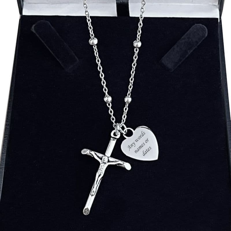 Engraved Necklace with Crucifix, Cross, Personalised | Charming Engraving