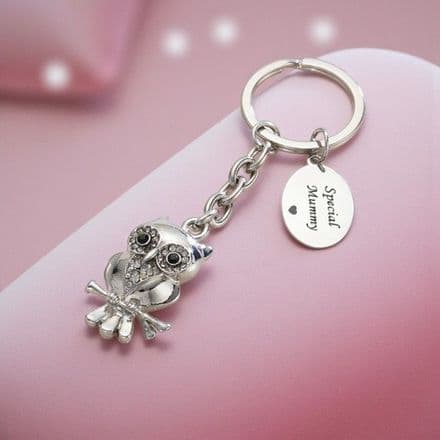 Engraved Owl Key Ring