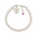 Engraved Pearl Bracelet with Birthstone Dangle. | Charming Engraving