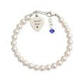 Engraved Pearl Bracelet with Birthstone Dangle. | Charming Engraving