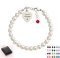 Engraved Pearl Bracelet with Birthstone Dangle. | Charming Engraving