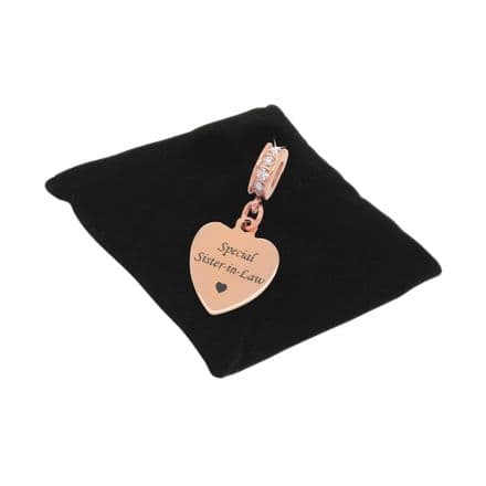 Engraved Rose Gold Sister in Law Charm for Pandora