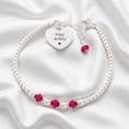 Engraved Silver Bead Bracelet with Birthstones | Charming Engraving