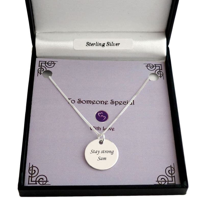 Engraved Silver Disc Necklace for Man or Boy | Charming Engraving