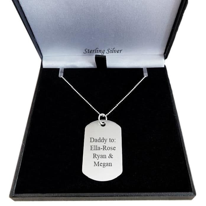 Engraved Silver Dogtag Necklace, large | Charming Engraving