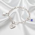 Sterling Silver Engraved Heart Bracelet with Birthstone and Star Charm | Charming Engraving