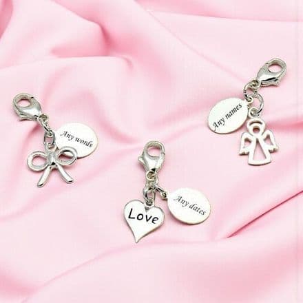 Engraved Silver Tag on Lobster with Choice of Charm